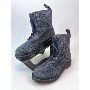 Dr Martens 1460 Pascal Marbled Suede Leather Ankle Boots Black Gray Women's